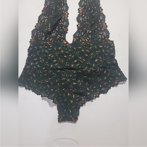 NWT Frederick's Of Hollywood Size Medium Jessica Lace Teddy Green And Gold - Picture 11 of 14